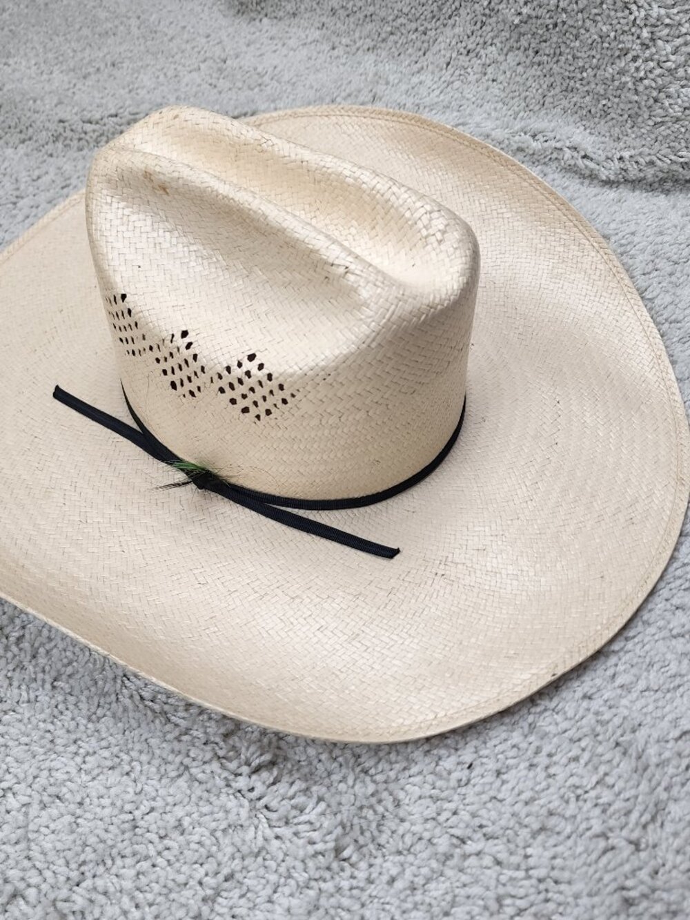 Stetson Roadrunner Bryant Western Cowboy Straw Hat VTG Y2K Size 6 7/8 Vintage - Picture 1 of 7